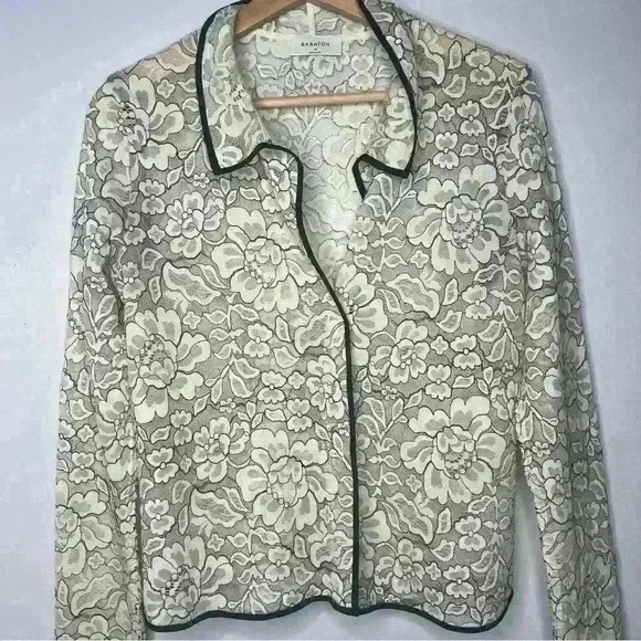 Aritzia Babaton Floral Lace Ivory Black Sheer Top. - Picture 3 of 7